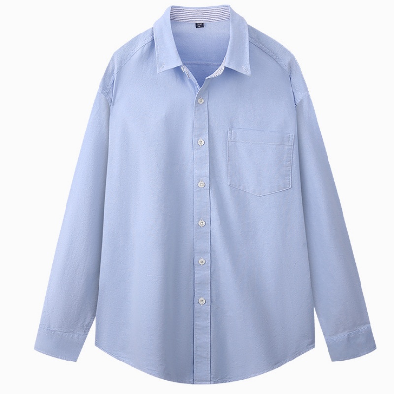 Oxford Cotton Casual Shirt Business - เสื้อเชิ้ตแขนยาวผู้ชาย ไซส์ 5XL ผ้าฝ้ายอ็อกซ์ฟอร์ด 100% สไตล์ลำลองสำหรับธุรกิจ