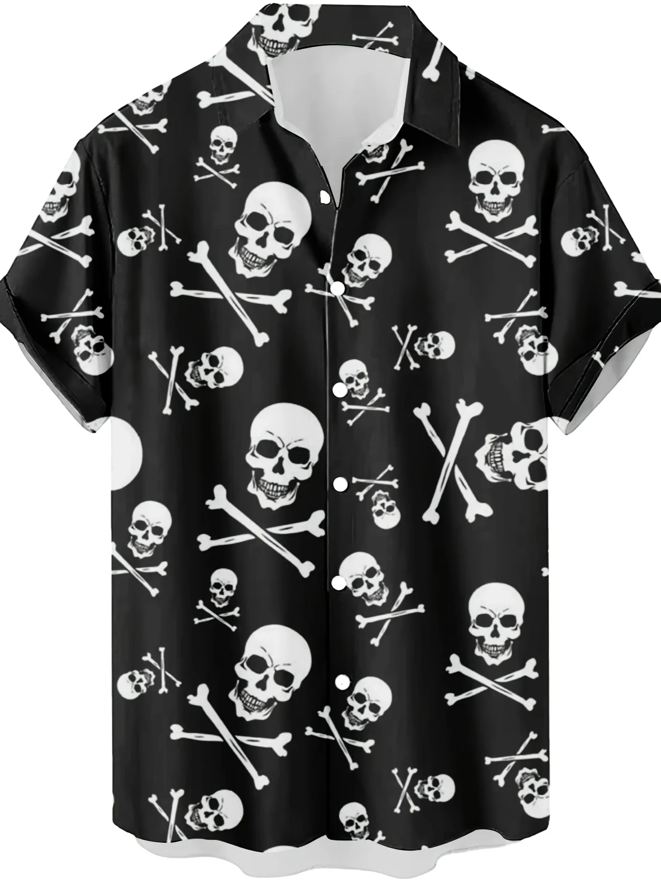 Vintage Hawaiian Floral Shirt - เสื้อฮาวายลายหัวกะโหลกสไตล์วินเทจสำหรับผู้ชาย แขนสั้น ติดกระดุม เสื้อชายหาด มีหลายแบบให้เลือก