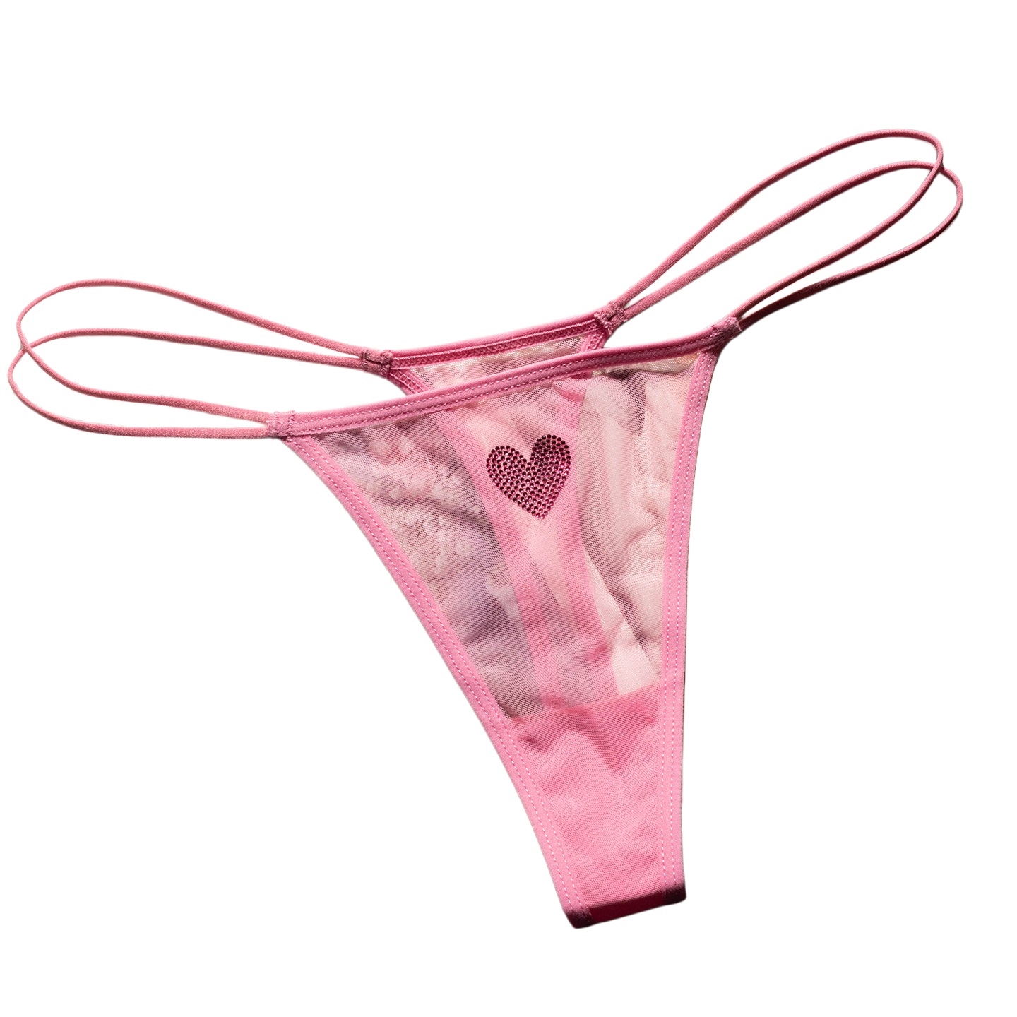 Underwear - กางเกงชั้นในลูกไม้ซีทรูประดับเพชรรูปหัวใจสำหรับผู้หญิง แบบจีสตริง เซ็กซี่ เหมาะสำหรับออกกำลังกาย