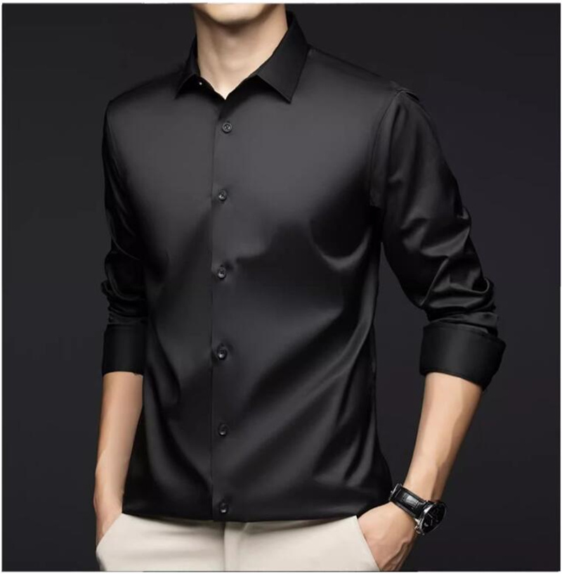 เสื้อเชิ้ตแขนยาวผู้ชาย สำหรับใ - Mens Satin Silk Dress Shirt บทวิจารณ์และราคา