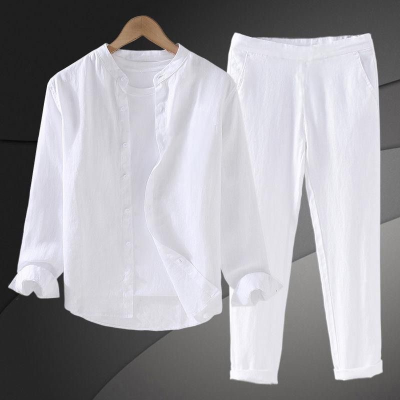 ชุดเสื้อเชิ้ตผ้าฝ้ายลินินน้ำหน - Mens Linen Shirt Long Sleeve บทวิจารณ์และราคา