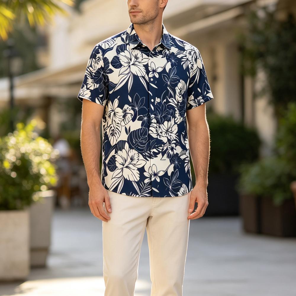 เสื้อเชิ้ตฮาวายลายดอกไม้สไตล์ว - Vintage Hawaiian Floral Shirt บทวิจารณ์และราคา
