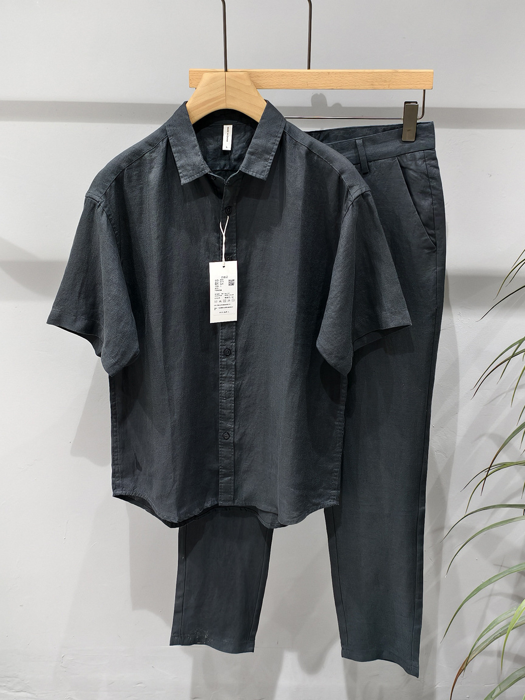 ชุดลำลองแขนสั้นผ้าลินินแท้สำหร - Mens Linen Shirt Long Sleeve บทวิจารณ์และราคา