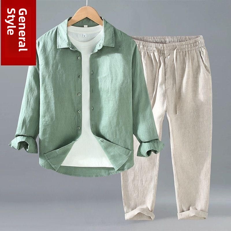 ชุดเสื้อผ้าฝ้ายลินินฤดูร้อน แข - Mens Linen Shirt Long Sleeve บทวิจารณ์และราคา