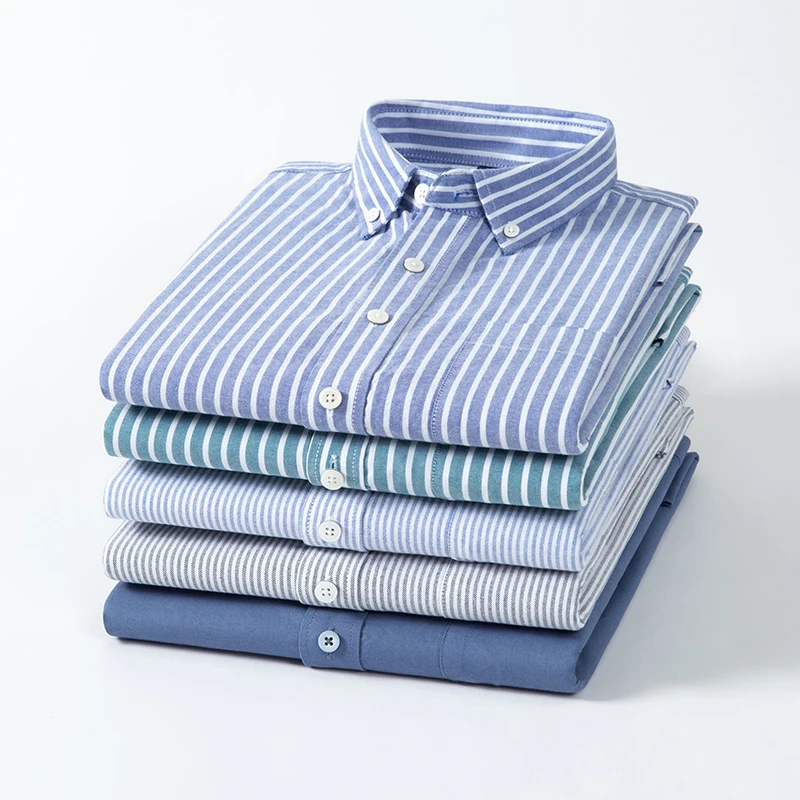 เสื้อเชิ้ตผ้าฝ้ายอ็อกซ์ฟอร์ด 1 - Oxford Cotton Casual Shirt Business บทวิจารณ์และราคา