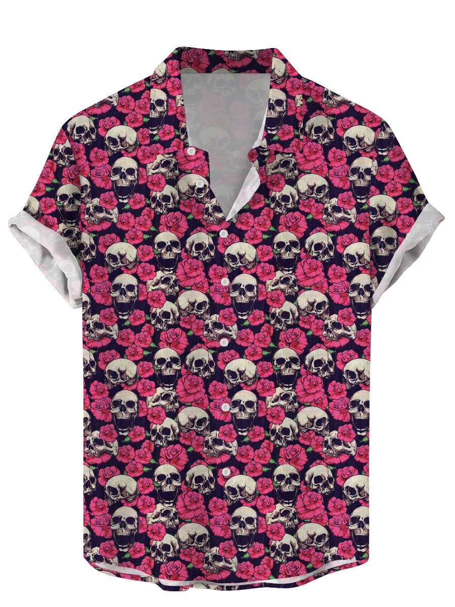 เสื้อผู้ชายวินเทจลายหัวกะโหลกพ - Vintage Hawaiian Floral Shirt บทวิจารณ์และราคา