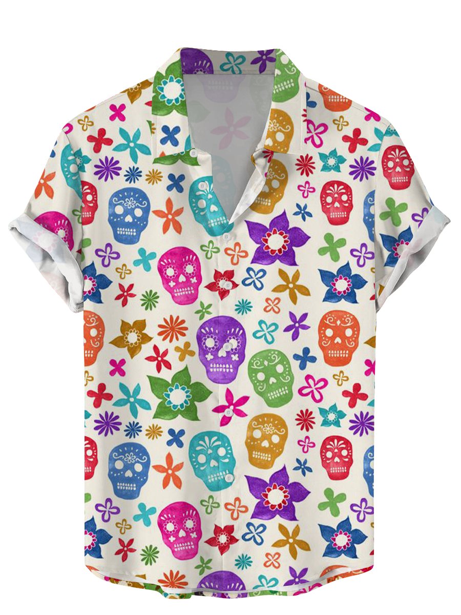 เสื้อผู้ชายวินเทจลายหัวกะโหลกพ - Vintage Hawaiian Floral Shirt บทวิจารณ์และราคา