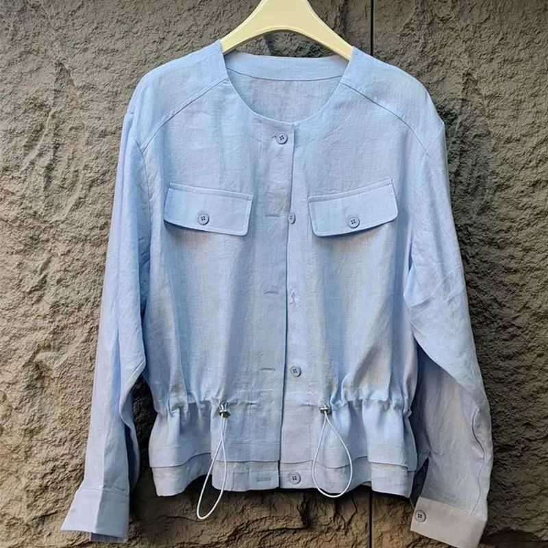 เสื้อแจ็คเก็ตผ้าลินินทรงหลวมพร - Jackets บทวิจารณ์และราคา