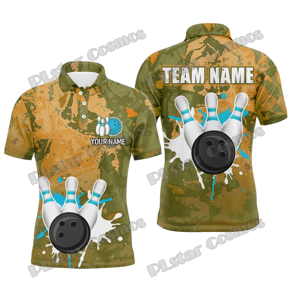 เสื้อโปโลผู้ชายพิมพ์ลาย 3 มิติ - Short Sleeve Bowling Shirt Retro บทวิจารณ์และราคา