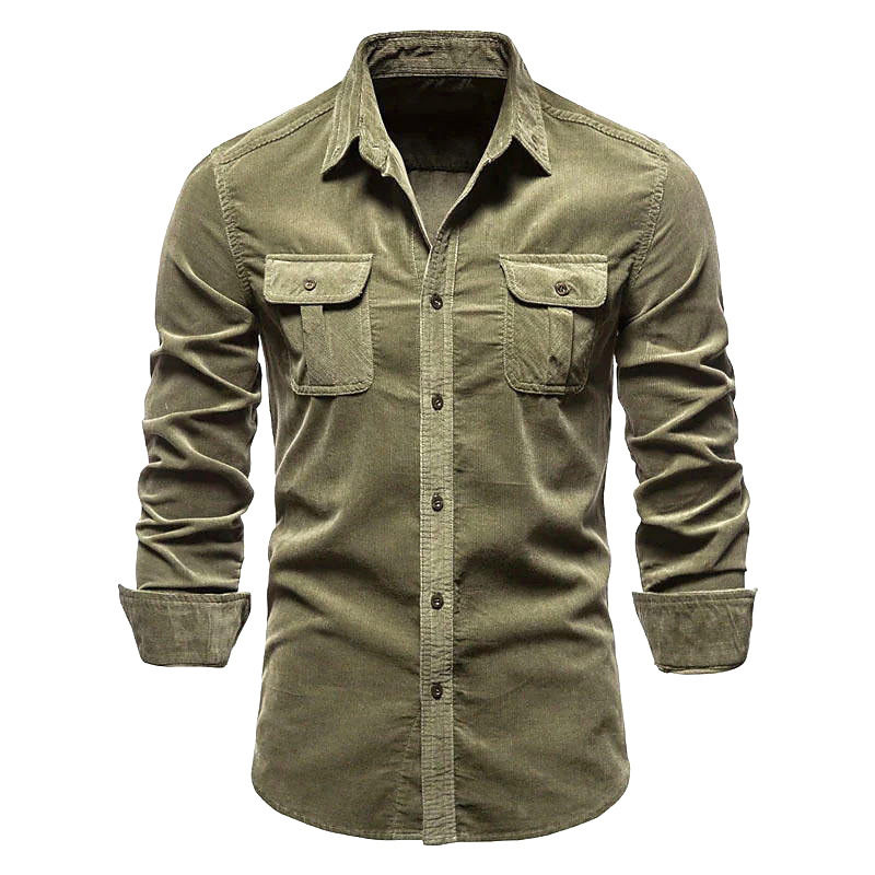 ผู้ชายใหม่ Corduroy เสื้อผ้าฝ้ - Corduroy Button Up Shirt Men บทวิจารณ์และราคา