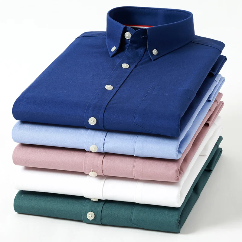 เสื้อเชิ้ตลายสก็อตลายทางผู้ชาย - Oxford Cotton Casual Shirt Business บทวิจารณ์และราคา